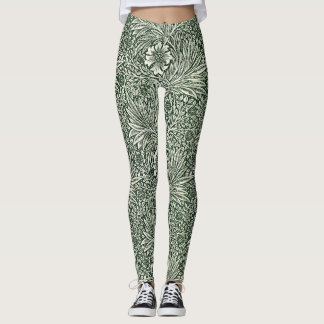 Naturschönheit umarmen: Grüne Ringelblumen-Blumen Leggings