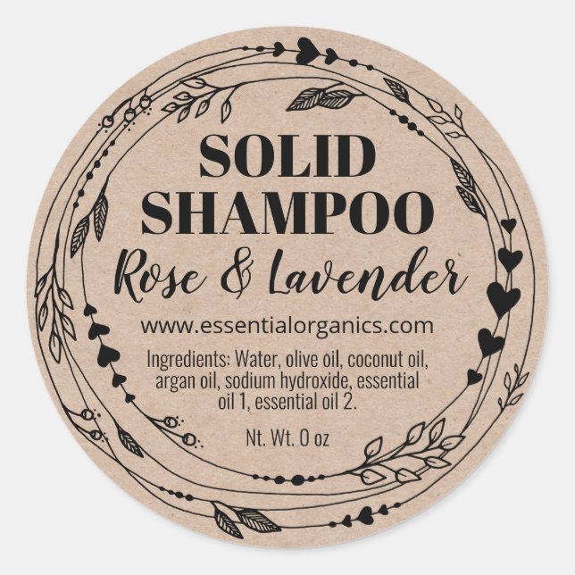 Naturseife handgefertigte Solid Shampoo Bar Runder Aufkleber (Vorderseite)