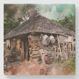 NATURSTEIN HÜTTE WALL ART SANDSTONE UNTERSETZER