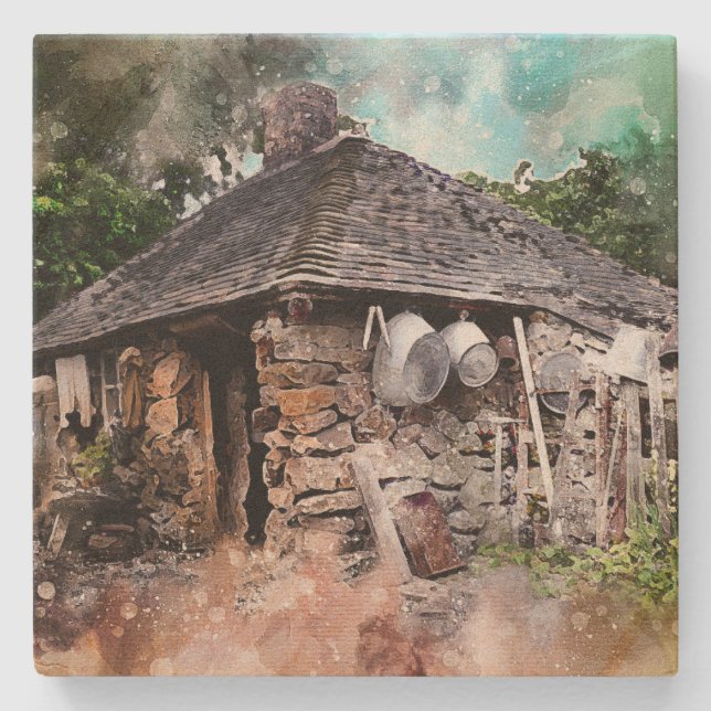 NATURSTEIN HÜTTE WALL ART SANDSTONE UNTERSETZER (Vorderseite)