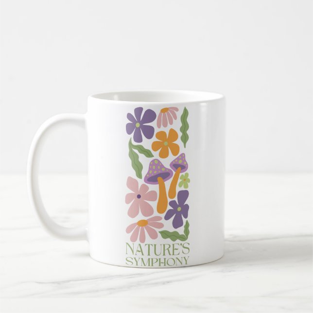 Natursymphonie bunt minimalistische Retro-Blume Kaffeetasse (Links)