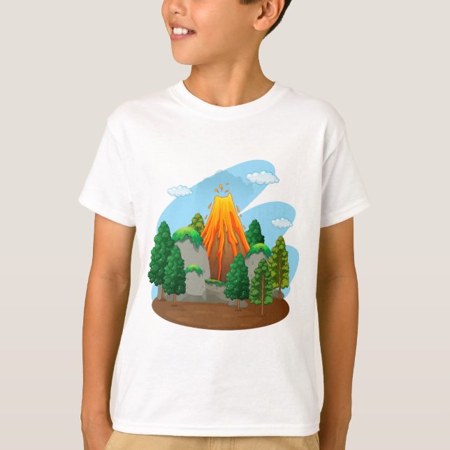 Naturszene mit Vulkaneruption T-Shirt (Vorderseite)