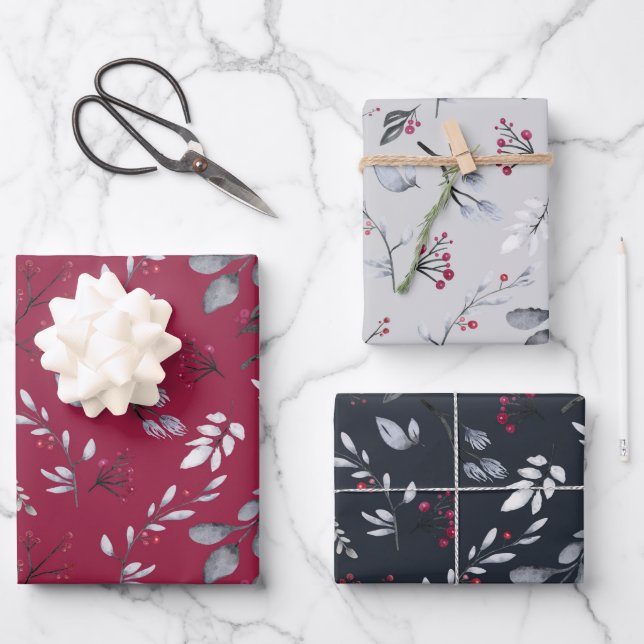 Naturthema Botanische Berries & Blätter Weihnachte (Vorderseite)