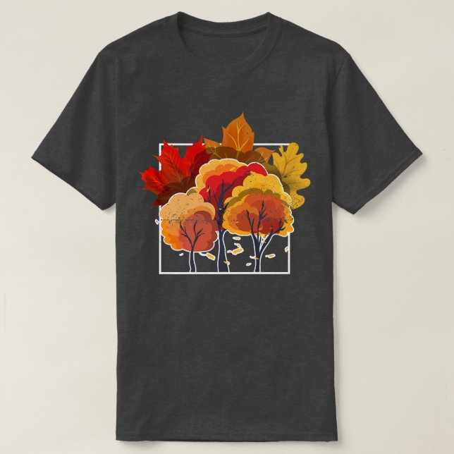 Naturwald Blätter Herbstbaume fallen 742 T-Shirt (Design vorne)