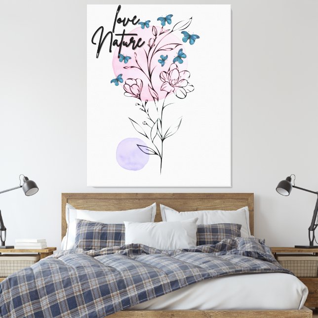 Naturwall Minimalistische Blumenbilder-Plakat Leinwanddruck (Insitu (Schlafzimmer))