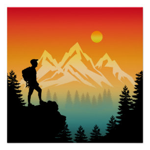 Naturwanderung Bergwaldlandschaft Poster