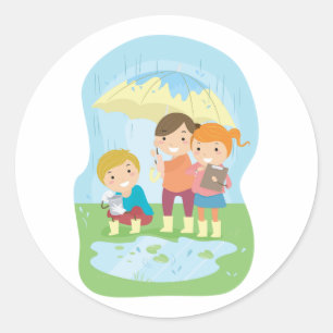 Naturwissenschaft für Kinder im Regen studieren Runder Aufkleber
