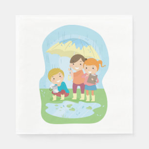 Naturwissenschaft für Kinder im Regen studieren Serviette