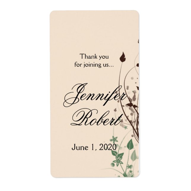 Naturwunder in Elfenbeinbraun - Hochzeitsweinlabel (Vorne)