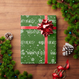 NAUGHTER ODER SCHÖNER Text in Schneeflocken Geschenkpapier