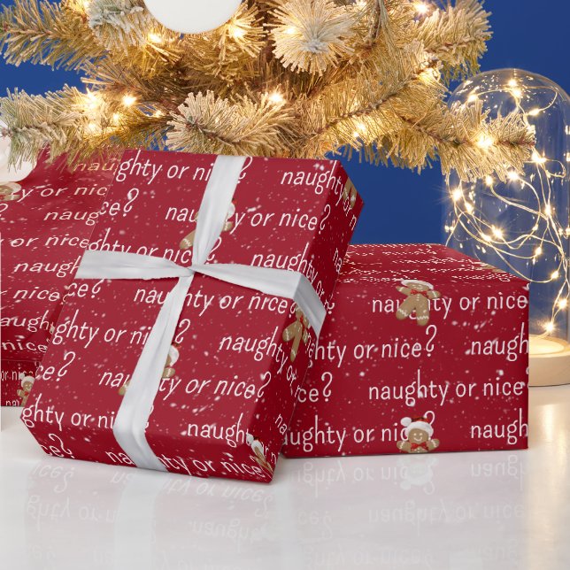NAUGHTER ODER SCHÖNER Text mit Lebkuchenmann Geschenkpapier (Feiertage)