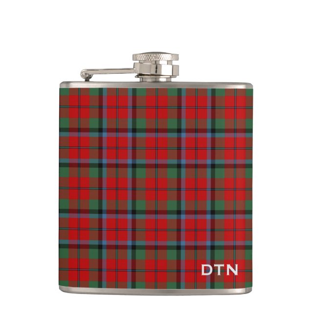 Naughton Tartan Monogram Red Kariert Flachmann (Vorderseite)
