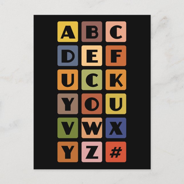 Naughty Alphabets benutzerdefinierte Postkarte (Vorderseite)