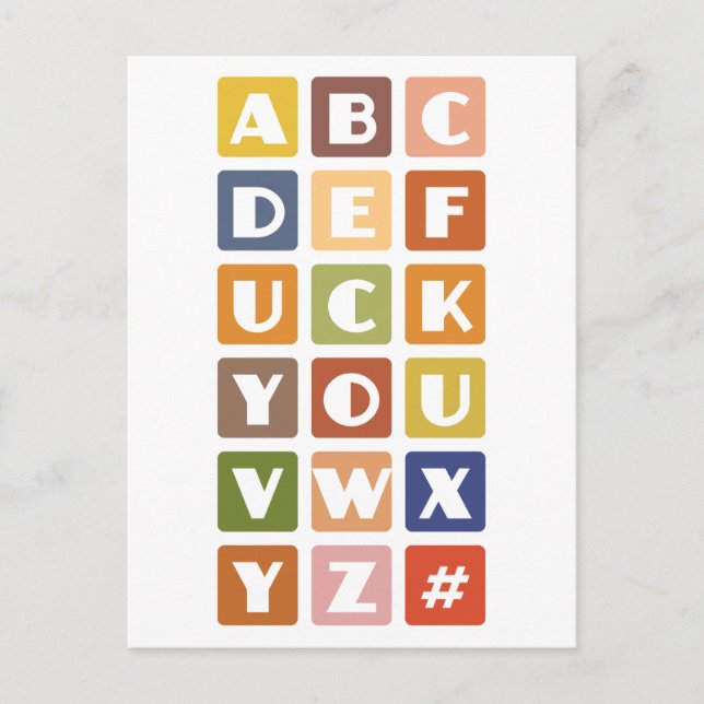 Naughty Alphabets benutzerdefinierte Postkarte (Vorderseite)