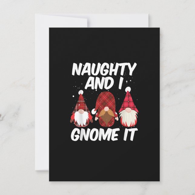 Naughty And I Gnome It Nordic Gnomes Christmas Nau Einladung (Vorderseite)