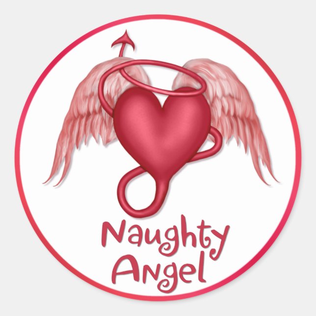 Naughty Angel Runder Aufkleber (Vorderseite)