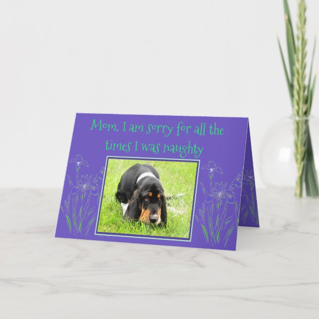 Naughty Basset Hound on Funny Mother Day Card Karte (Vorderseite)