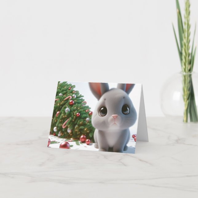Naughty Bunny Christmas Karte (Vorderseite)