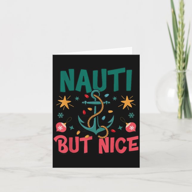 Naughty But Nice Funny Nautical Christmas Pun Joke Karte (Vorderseite)