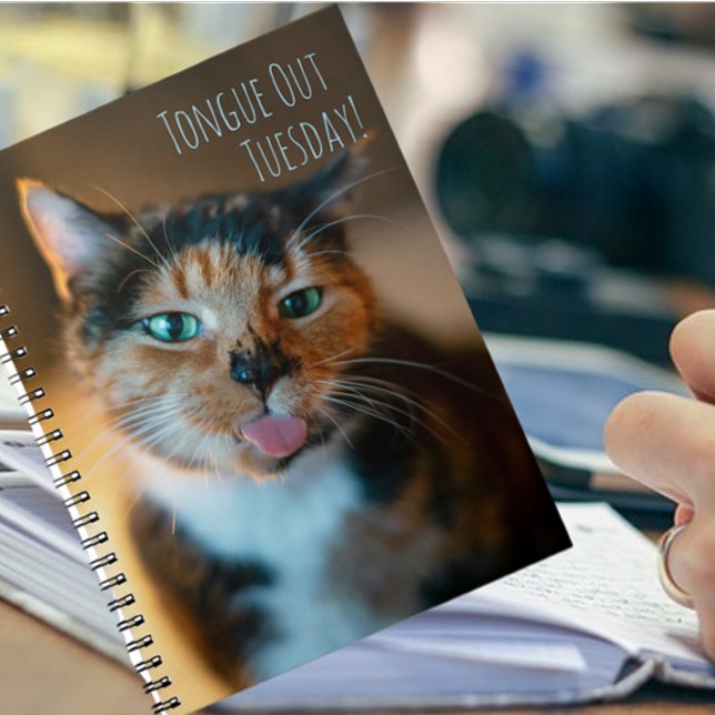 Naughty Calico Cat Tongue Out Notebook Notizblock (Von Creator hochgeladen)