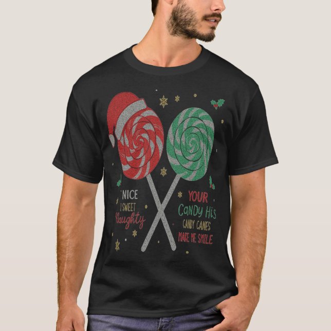 Naughty Candy Weihnachts-T-Shirt für Ihn und sie T-Shirt (Vorderseite)