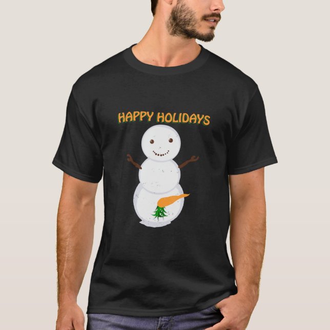 Naughty Carrot Snowman Funny Ugill Weihnachten T-Shirt (Vorderseite)