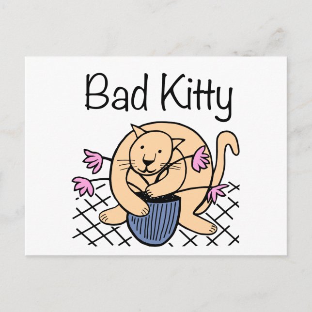 Naughty Cat Cartoon Postkarte (Vorderseite)