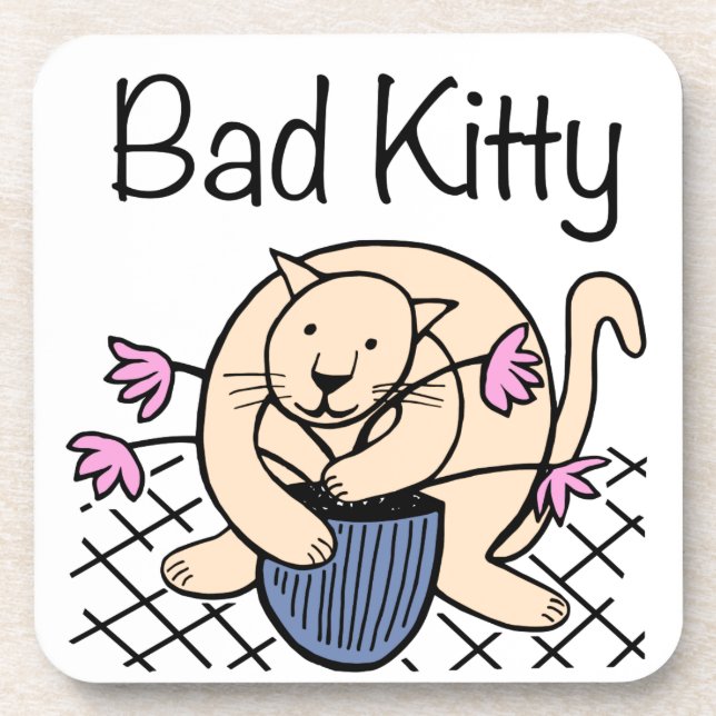 Naughty Cat Cartoon Untersetzer (Vorderseite)