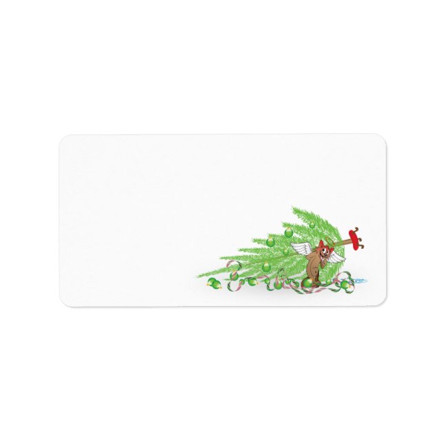 Naughty Cat Christmas Envelope Labels Adressaufkleber (Vorne)