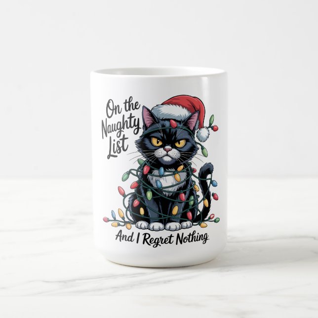 Naughty Cat Christmas Mug – Funny Santa Hat  Kaffeetasse (Mittel)