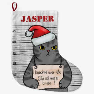 Naughty Cat Personalisiert Großer Weihnachtsstrumpf