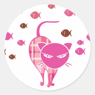 Naughty Cat Runder Aufkleber