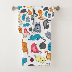 Naughty Cats Kittens Crowd Badhandtuch Set
