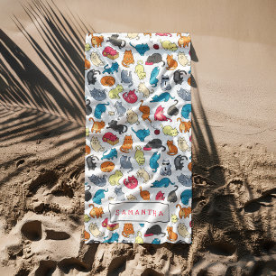 Naughty Cats Kittens Crowd Personalisiert Strandtuch