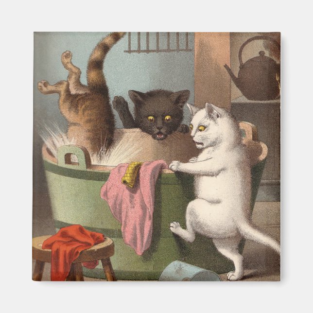 Naughty Cats - Washday Kühlschrankmagnet Magnet (Vorne)