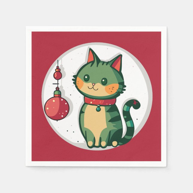 Naughty Christmas Cat Holiday Party Serviette (Vorderseite)
