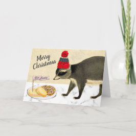Naughty Christmas cookie raccoon Backbäckerei Feiertagskarte
