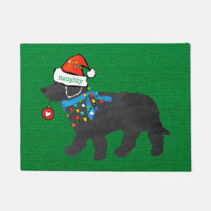 Naughty Christmas Labradoodle Xmas Green Burlap Fußmatte