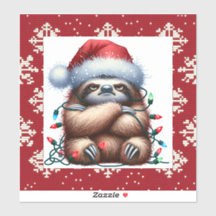 Naughty Christmas Lights Sloth Aufkleber