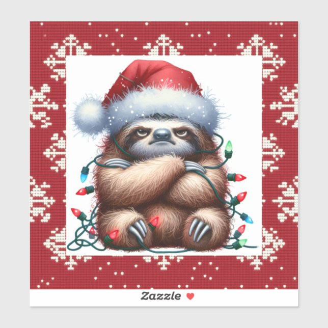 Naughty Christmas Lights Sloth Aufkleber (Blatt)