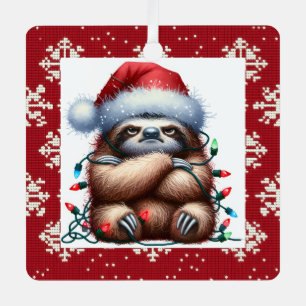 Naughty Christmas Lights Sloth Ornament Aus Metall