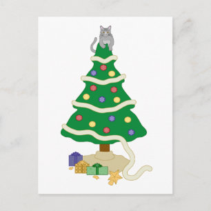 Naughty Christmas Tree Kitty Cat Feiertagspostkarte