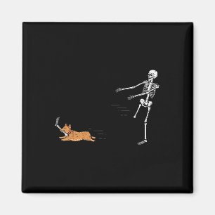 Naughty Corgi Dog Fun Skeleton Halloween Magnet