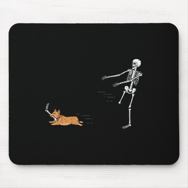 Naughty Corgi Dog Fun Skeleton Halloween Mousepad (Vorne)