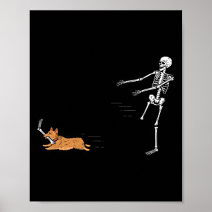 Naughty Corgi Dog Fun Skeleton Halloween Poster
