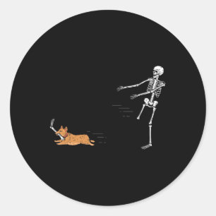 Naughty Corgi Dog Fun Skeleton Halloween Runder Aufkleber