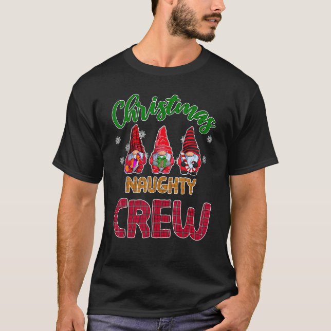 Naughty Crew Cute Xmas Gnome Party PJ Matching T-Shirt (Vorderseite)