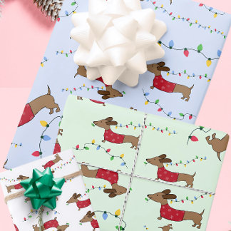 Naughty Dackel Hund klauen Weihnachtsbaumleuchten Geschenkpapier Set