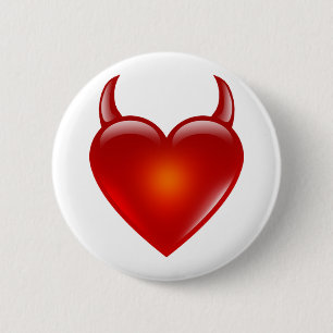 Naughty Devil Heart mit Hörnern Button