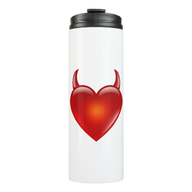 Naughty Devil Herz mit Hörnern Wasserflasche Thermosbecher (Vorderseite)